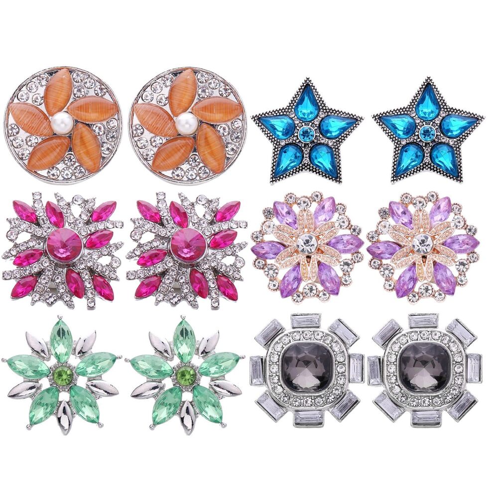 5090 6 Style of 12pcs Rhinestones Snaps Jewelry Charms Ginger Buttons